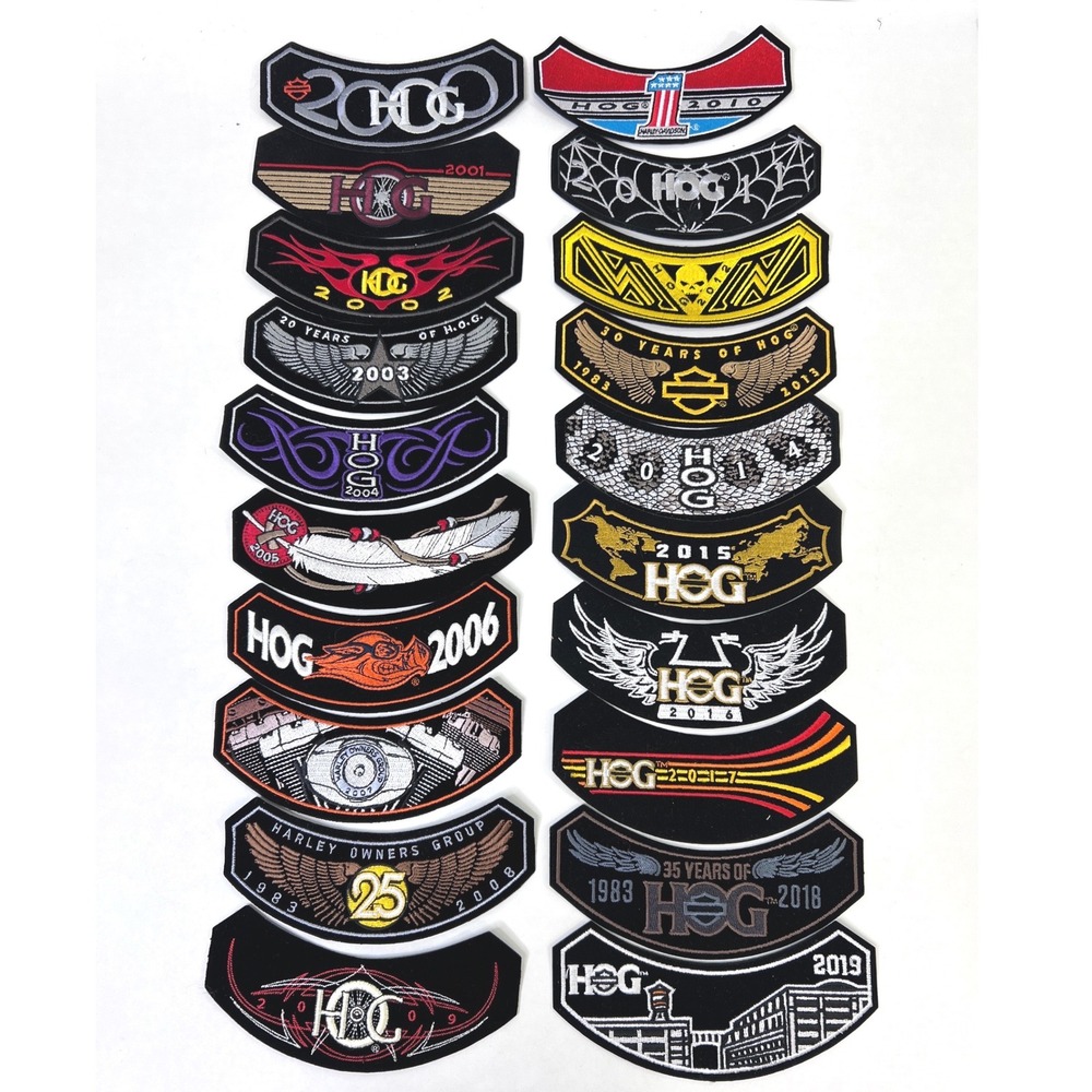 Harley Davidson HOG Annual Rocker‎ Patch Set 2000-2019 Complete 20 Patches